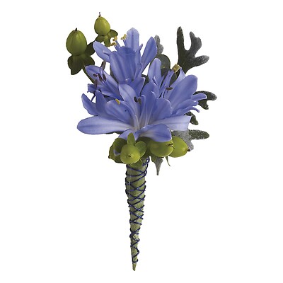 Bold and Blue Boutonniere